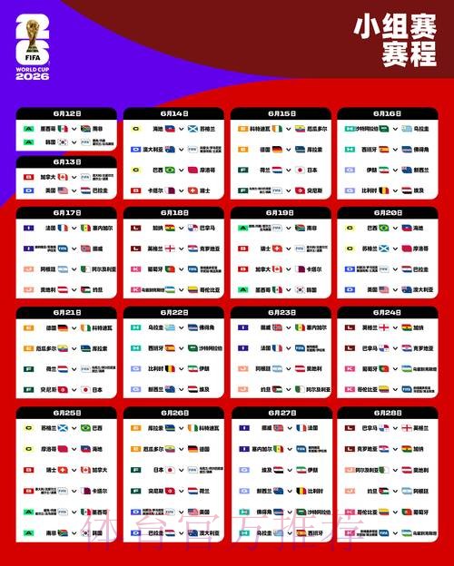 2026世界杯小组赛赛程今日完整安排免费观看 2026世界杯小组赛赛程今日完整安排免费观看